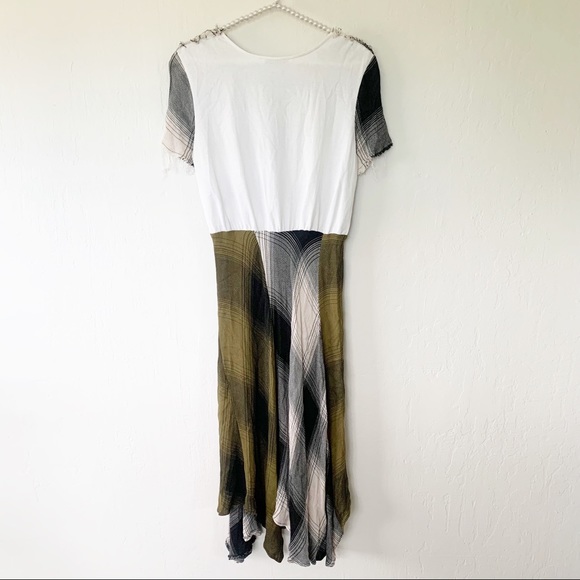 Zara Plaid Patchwork Handkerchief Hem Midi Dress - Picture 6 of 11